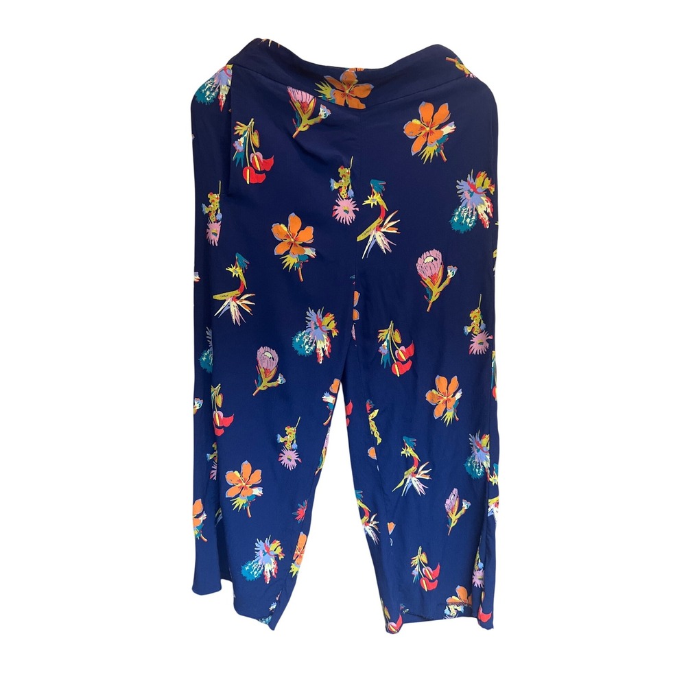 Madewell XS Floral Print Cropped Pants Blue Elastic‎ Waist Viscose Casual